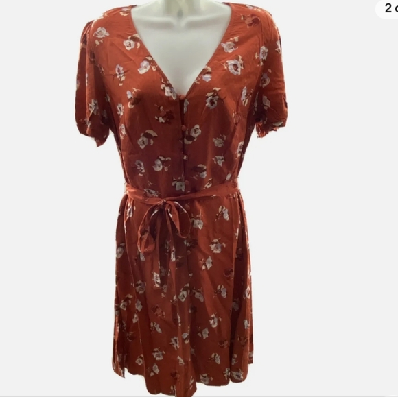 Universal Thread dress flower print orang - Picture 1 of 5